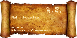 Mahr Rozália névjegykártya